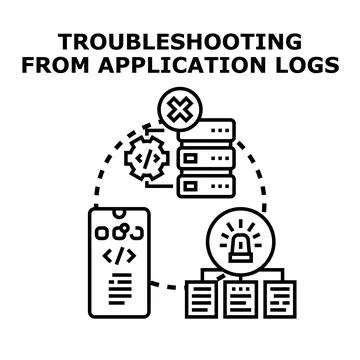 Troubleshooting application logs and detecting system errors Stock Illustration