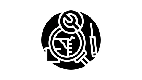 Troubleshooting devices electronics glyph icon animation Stock Footage 326153106