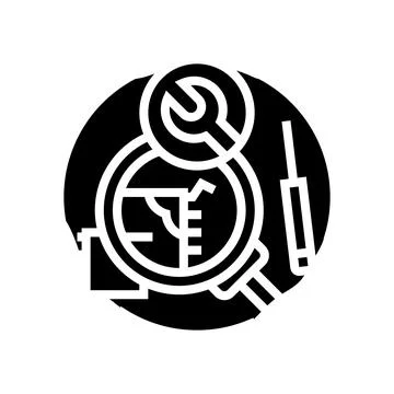 Troubleshooting devices electronics glyph icon vector illustration Illustrazione stock