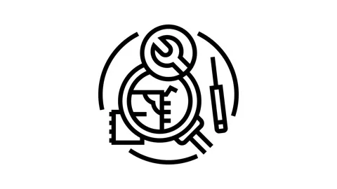 Troubleshooting devices electronics line icon animation Stock Footage 326132248