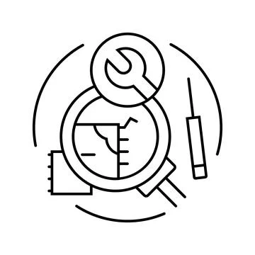 Troubleshooting devices electronics line icon vector illustration 스톡 일러스트