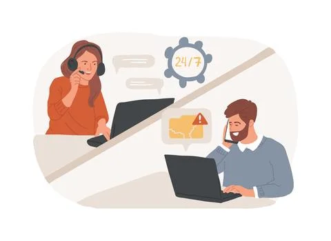 Troubleshooting isolated cartoon vector illustrations. Ilustración de archivo