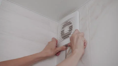 Troubleshooting Jammed Exhaust Fan Panel During Home Ventilation Maintenance 스톡 동영상 341397167
