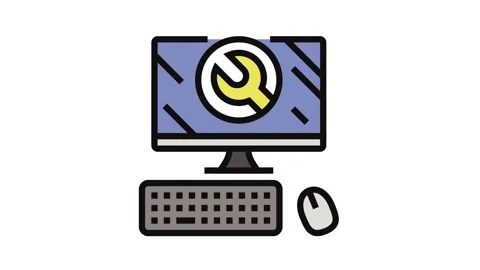 Troubleshooting pc repair computer color icon animation Stock Footage 326106519