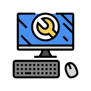 Troubleshooting pc repair computer color icon vector illustration 스톡 일러스트