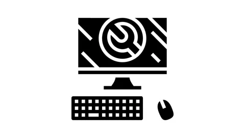 Troubleshooting pc repair computer glyph icon animation Stock Footage 326153405