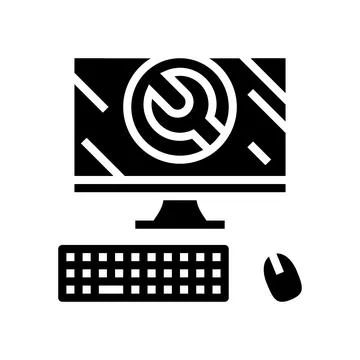 Troubleshooting pc repair computer glyph icon vector illustration イラスト素材