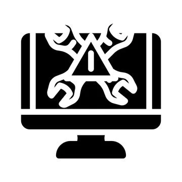 Troubleshooting pc repair computer glyph icon vector illustration Illustrazione stock