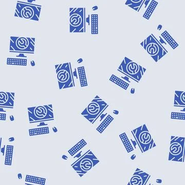 Troubleshooting pc repair computer glyph seamless pattern Illustrazione stock