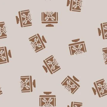 Troubleshooting pc repair computer glyph vector seamless pattern Stock Illustration