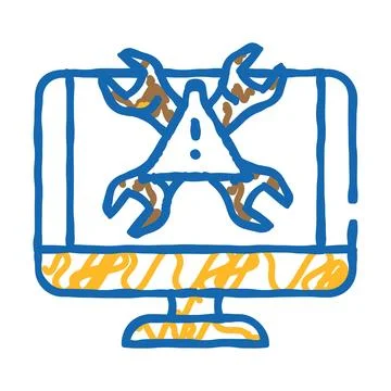 Troubleshooting pc repair computer icon doodle illustration Illustrazione stock