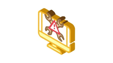 Troubleshooting pc repair computer isometric icon animation Video stock 327288223