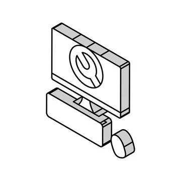 Troubleshooting pc repair computer isometric icon vector illustration Illustrazione stock