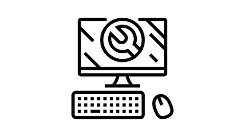 Troubleshooting pc repair computer line icon animation Stock Footage 326132445