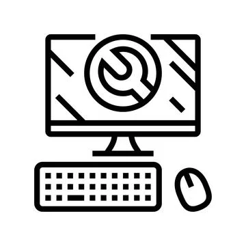 Troubleshooting pc repair computer line icon vector illustration 스톡 일러스트