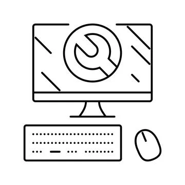 Troubleshooting pc repair computer line icon vector illustration イラスト素材
