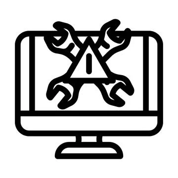 Troubleshooting pc repair computer line icon vector illustration Illustrazione stock