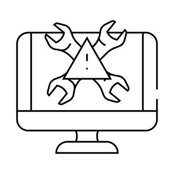 Troubleshooting pc repair computer line icon vector illustration Illustrazione stock