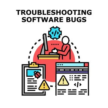 Troubleshooting software bugs finding and testing errors Stockillustratie