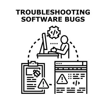 Troubleshooting software bugs finding and testing errors Stockillustratie