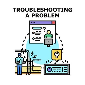 Troubleshooting a system problem and providing support Stock Illustration