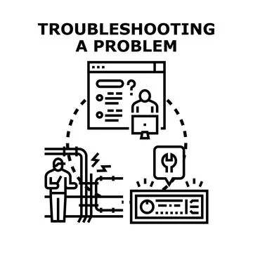 Troubleshooting a system problem and providing support Stock Illustration