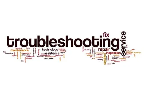 Troubleshooting word cloud Illustrazione stock