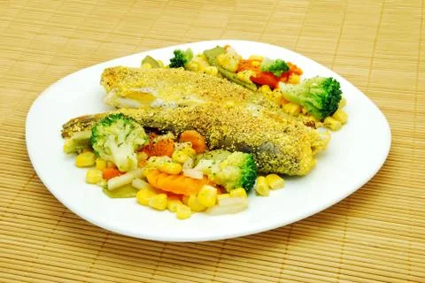Trout dish with vegetables Stock Photos