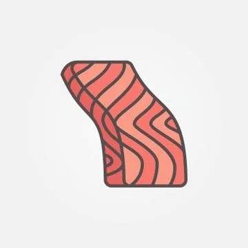 Trout or salmon fish slice flat vector icon or logo element Stock Illustration