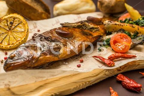 Trout smoked to perfection Stock Photos