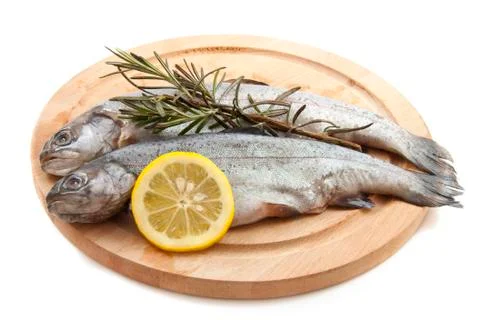 Trout on wood Stock Photos