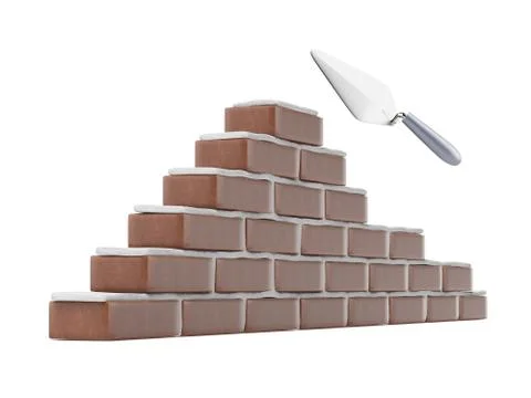 Trowel and brick wall イラスト素材