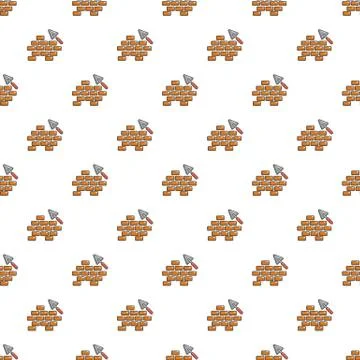 Trowel and brick wall pattern seamless 스톡 일러스트
