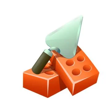 Trowel and bricks Stock Illustration