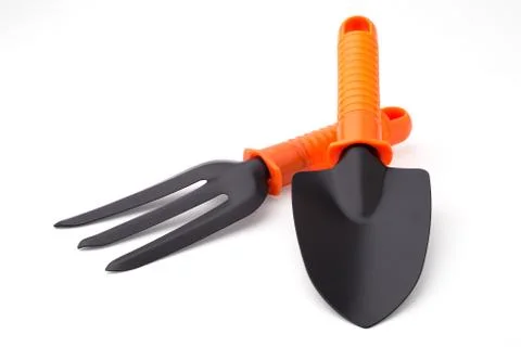 Trowel and digging fork Stock Photos