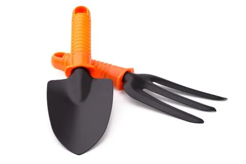 Trowel and digging fork Stock Photos