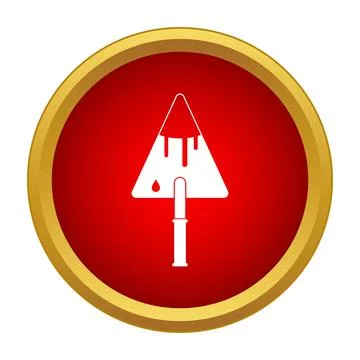 Trowel with cement icon on red circle button Stock Illustration