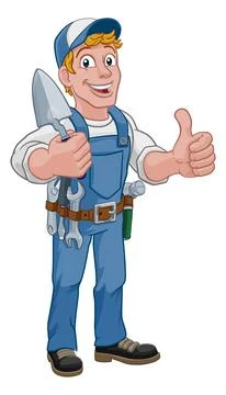 Trowel Construction Site Cartoon Builder Handyman Stock Illustration