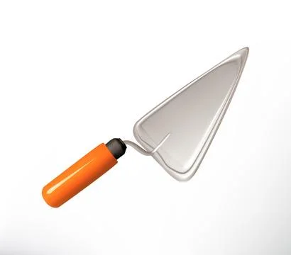 Trowel Hand Tool 3D Render Isolated icon Stock Illustration