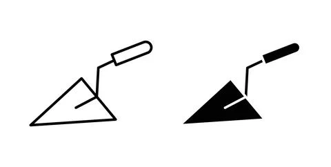 Trowel icon in black and white. vector icon pack for websites Stock Illustration