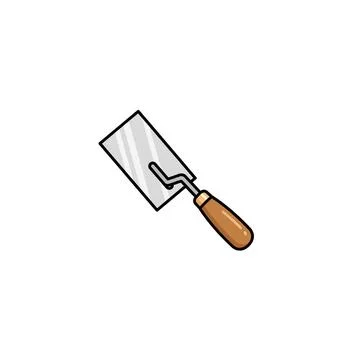 Trowel icon, construction tool, masonry equipment, wood handle, shows a metal イラスト素材