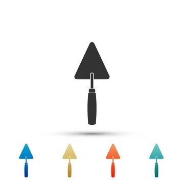 Trowel icon isolated on white background. Set elements in colored icons. Flat Stock Illustration