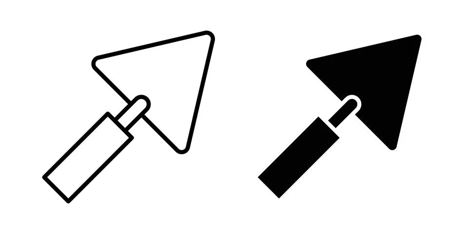 Trowel icon solid, line, and editable vector set. Stock Illustration