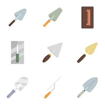Trowel icons set flat vector isolated Stock Illustration