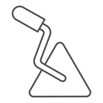 Trowel or spatula thin line icon. Worker man handle tool for building symbol Illustration