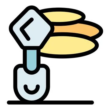 Trowel putting coins in stack, increasing savings icon Stock Illustration