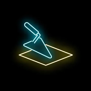 Trowel tool icon glowing neon blue yellow Ilustración de archivo