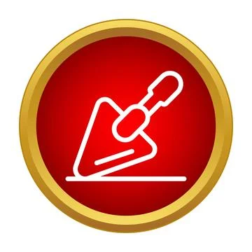Trowel tool icon on red circle button 库存插图