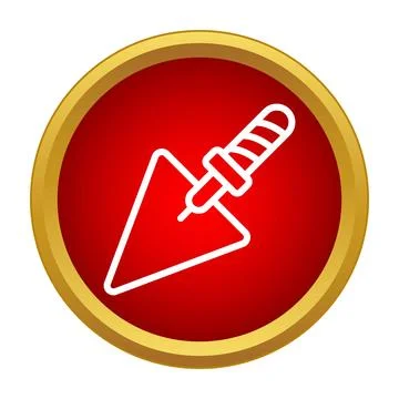 Trowel tool icon in a red circle with a golden border Illustrazione stock
