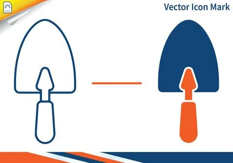Trowel vector icon mark, shovel outline and glyph illustration. Stock Illustration